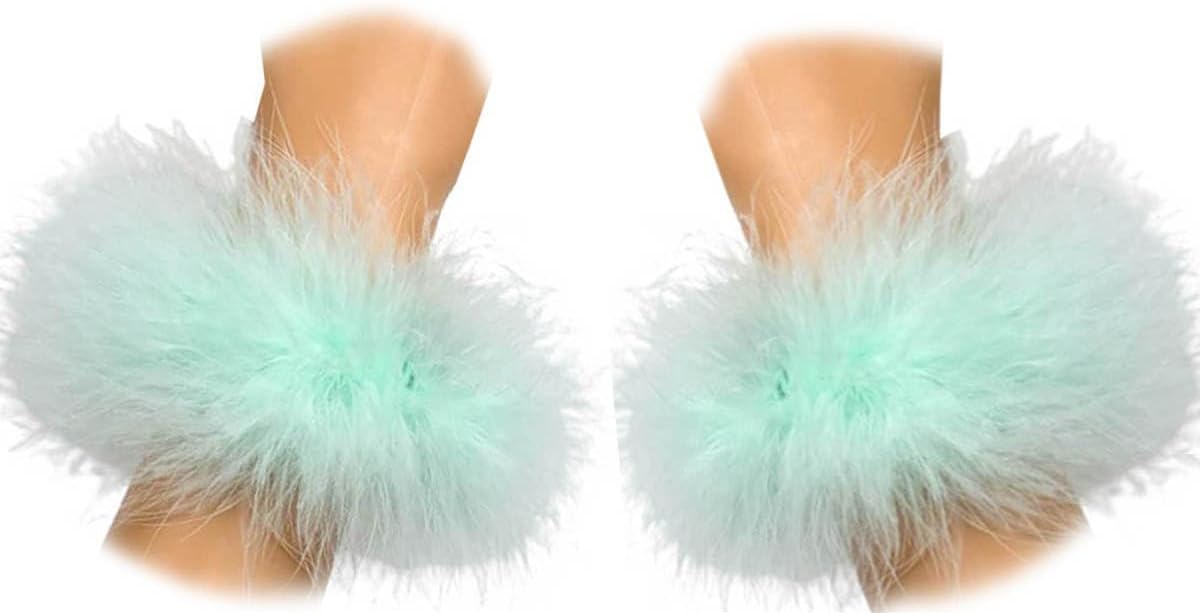 2Pcs Feather Wristbands, 9.65inch Soft Feather Wrist Slap Bracelet Cuffs, Snap Ring, Circle Slap Wrist Decoration Cuffs for Party Decoration