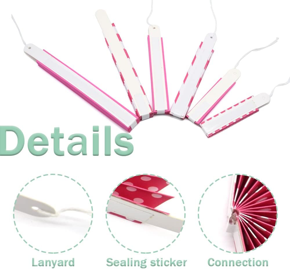 Hocansen 6PCS Paper Fan Garland Paper Fans Party Decorations 8/12/16in Hanging Papers Fans Set Round Papers Fans Pattern Garland for Birthday, Wedding (ZS/Pink)