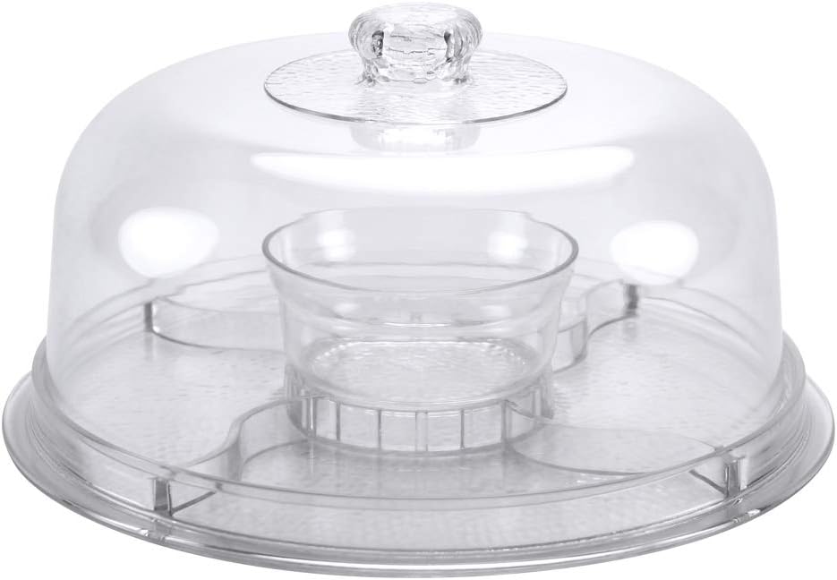 Cake Stand with Dome Cover, 6-in-1 Multi-Purpose Use, Cake Stand with Lid, Serving Platter, Punch Bowl, Desert Platter and More, BPA Free