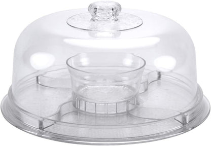 Cake Stand with Dome Cover, 6-in-1 Multi-Purpose Use, Cake Stand with Lid, Serving Platter, Punch Bowl, Desert Platter and More, BPA Free