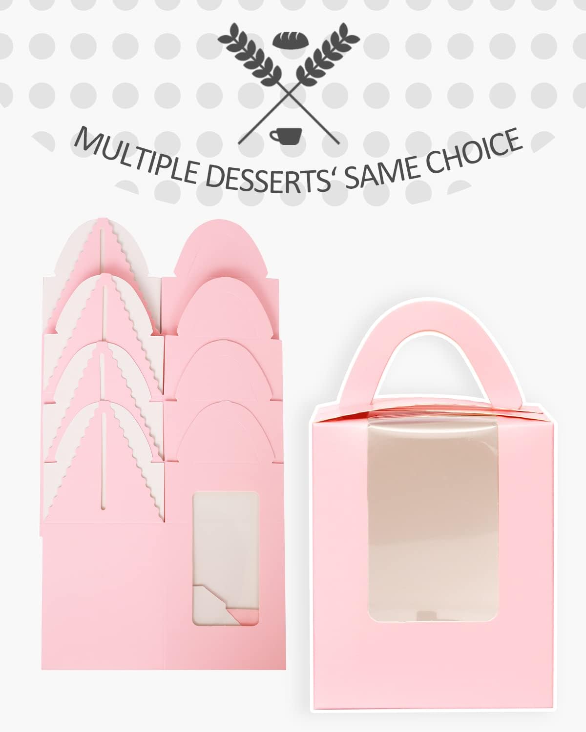 qiqee 60pcs Cupcake Boxes Individual Disposable White Single Box with Window 3.6 * 3.6 * 4.3inch Cupcake Containers/Holders
