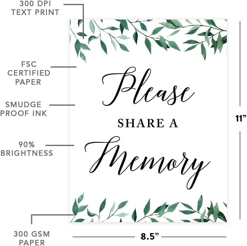Andaz Press Wedding Party Signs, Natural Greenery Green Leaves, 8.5x11-inch, Bridal Shower Scavenger Hunt, 1-Pack - Colors D