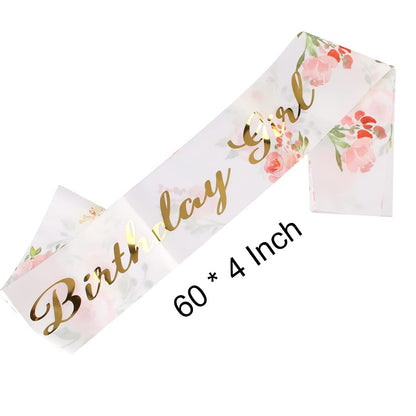 AOPRIE Birthday Girl Crown for Women with Sash Rose Gold Tiara for Women Headband Princess Crown Rhinestone Happy Birthday Accessories