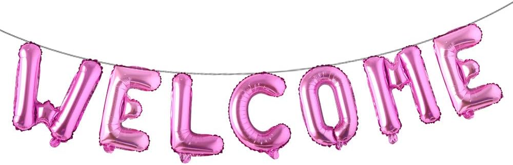 16 inch multicolor Welcome Balloon Banner Balloons Foil Letter Balloon Anniversary Celebration Party Decorations (L WELCOME GOLD)