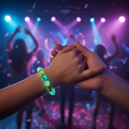 Handmade Glow-in-the-Dark Beaded Bracelet, Luminous Wrist Accessory, Fashion Bracelet for Women, Ideal Gift for Night Events, Parties & Birthdays