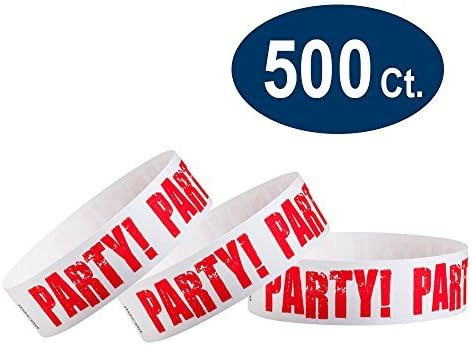 500 WristCo Red Party Tyvek Wristbands for Events - Comfortable Tear Resistant Paper Bracelets ID Wrist Bands for Concerts Festivals Admission Party Identification Tours