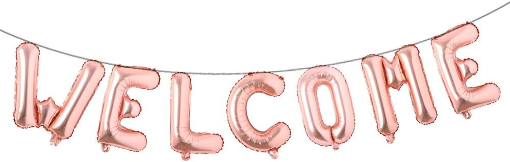 16 inch multicolor Welcome Balloon Banner Balloons Foil Letter Balloon Anniversary Celebration Party Decorations (L WELCOME GOLD)