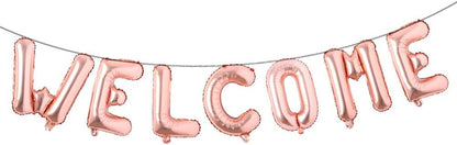 16 inch multicolor Welcome Balloon Banner Balloons Foil Letter Balloon Anniversary Celebration Party Decorations (L WELCOME GOLD)