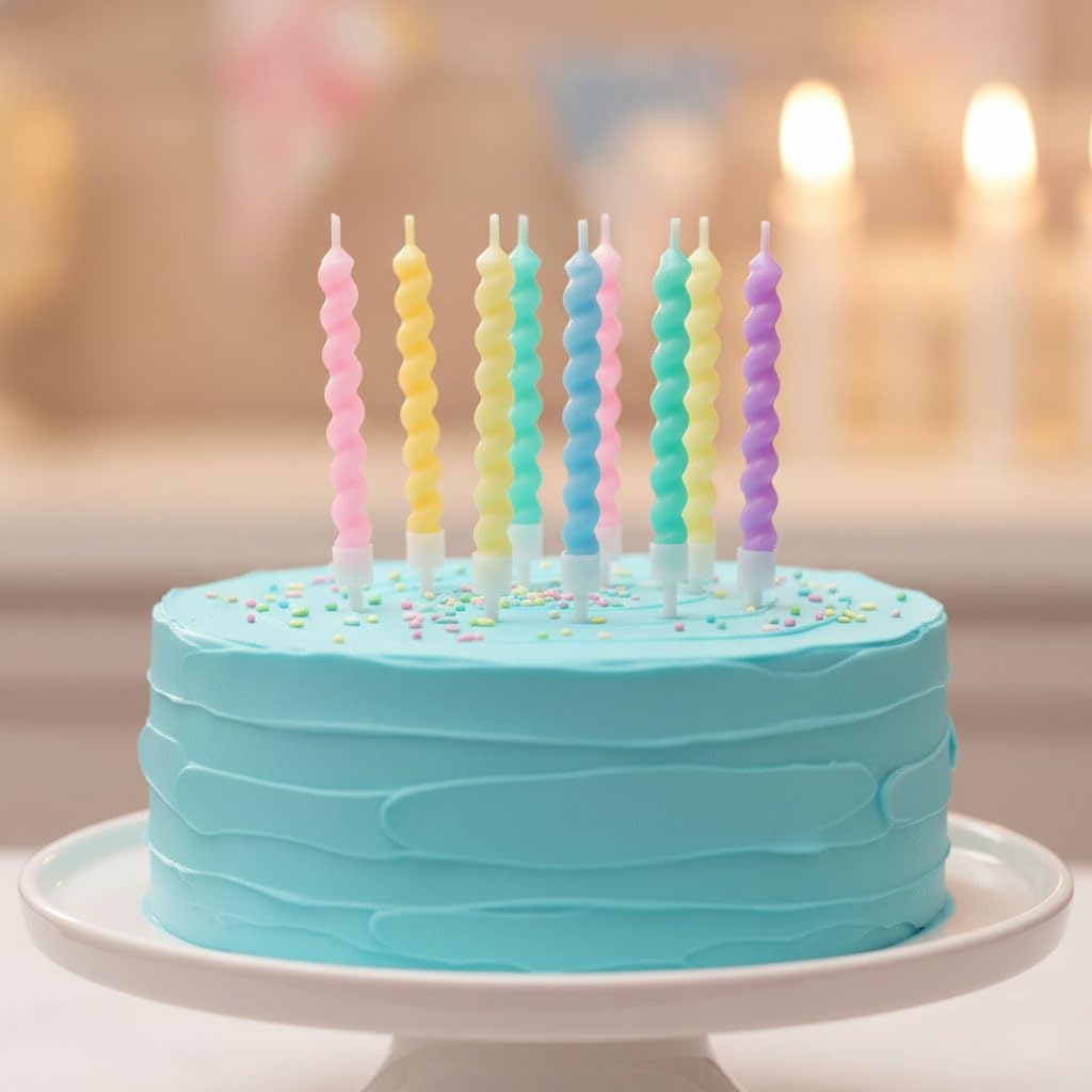 72-Count Birthday Candles Multicolored Spiral, Birthday Candles for Cake, Cupcake Candles, Party Celebration