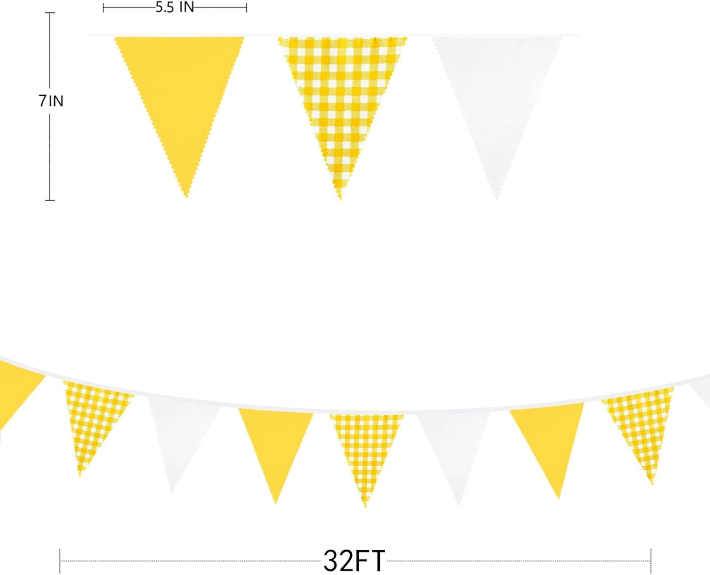 32Ft Dusty Blue Party Decorations Retro Blue Gingham Triangle Banner Flag Pennant Fabric Garland Streamers for Nautical Wedding Birthday Ahoy Achor Bridal Baby Shower Under The Sea Decor Supplies