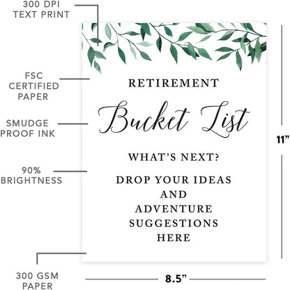 Andaz Press Wedding Party Signs, Natural Greenery Green Leaves, 8.5x11-inch, Bridal Shower Scavenger Hunt, 1-Pack - Colors D