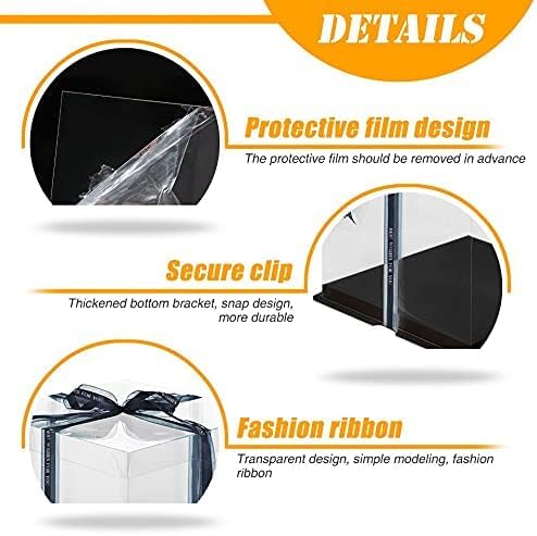 10 Inch Clear Cake Box,2 Pcs 10" X 10" X 9" Transparent Cake Box with Ribbon for 8" Cakes-Clear Tall Cake Boxs- Gift Boxes with Lid for Wedding Party and Gift Display (White-2 Set)