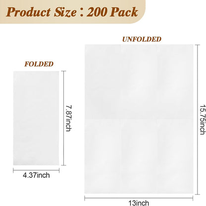 BESTVIP 200 Pack Disposable Paper Napkins, 3-Ply Dinner Napkins with Gold Trim for Guests, Bathroom Paper Hand Towels Soft and Absorbent, Perfect for Kitchen, Dinner, Party, Wedding or Event