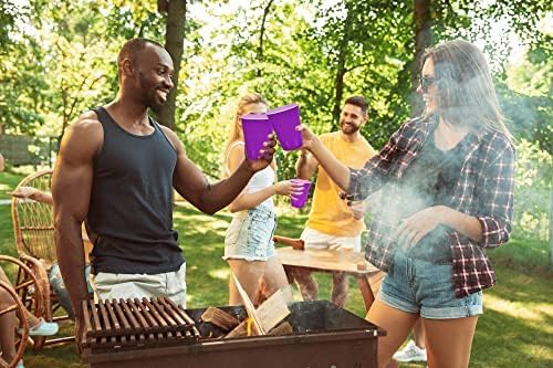 DecorRack 20 Party Cups 12 oz Disposable Plastic Cups for Birthday Party Bachelorette Camping Indoor Outdoor Events Beverage Drinking Cups (Black, 20)