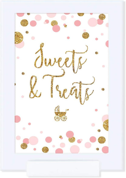Andaz Press Blush Pink Gold Glitter Girl Baby Shower, Printable Table Tent Place Cards, 20-Pack, Seat Placement Cards Blank Place Cards For Table Settings Name Cards for Wedding, Graduation Food Cards - Colors B