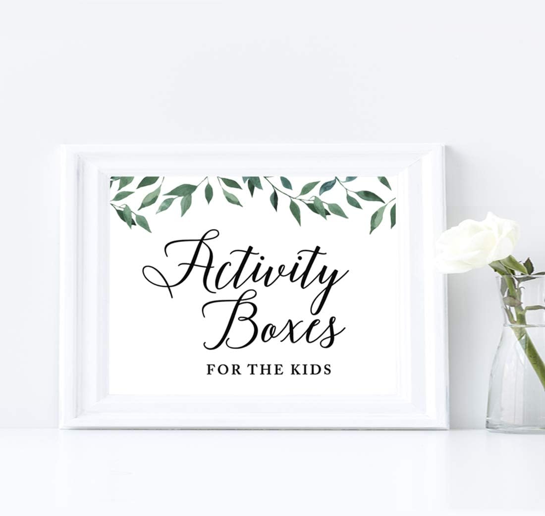 Andaz Press Wedding Party Signs, Natural Greenery Green Leaves, 8.5x11-inch, Bridal Shower Scavenger Hunt, 1-Pack - Colors B
