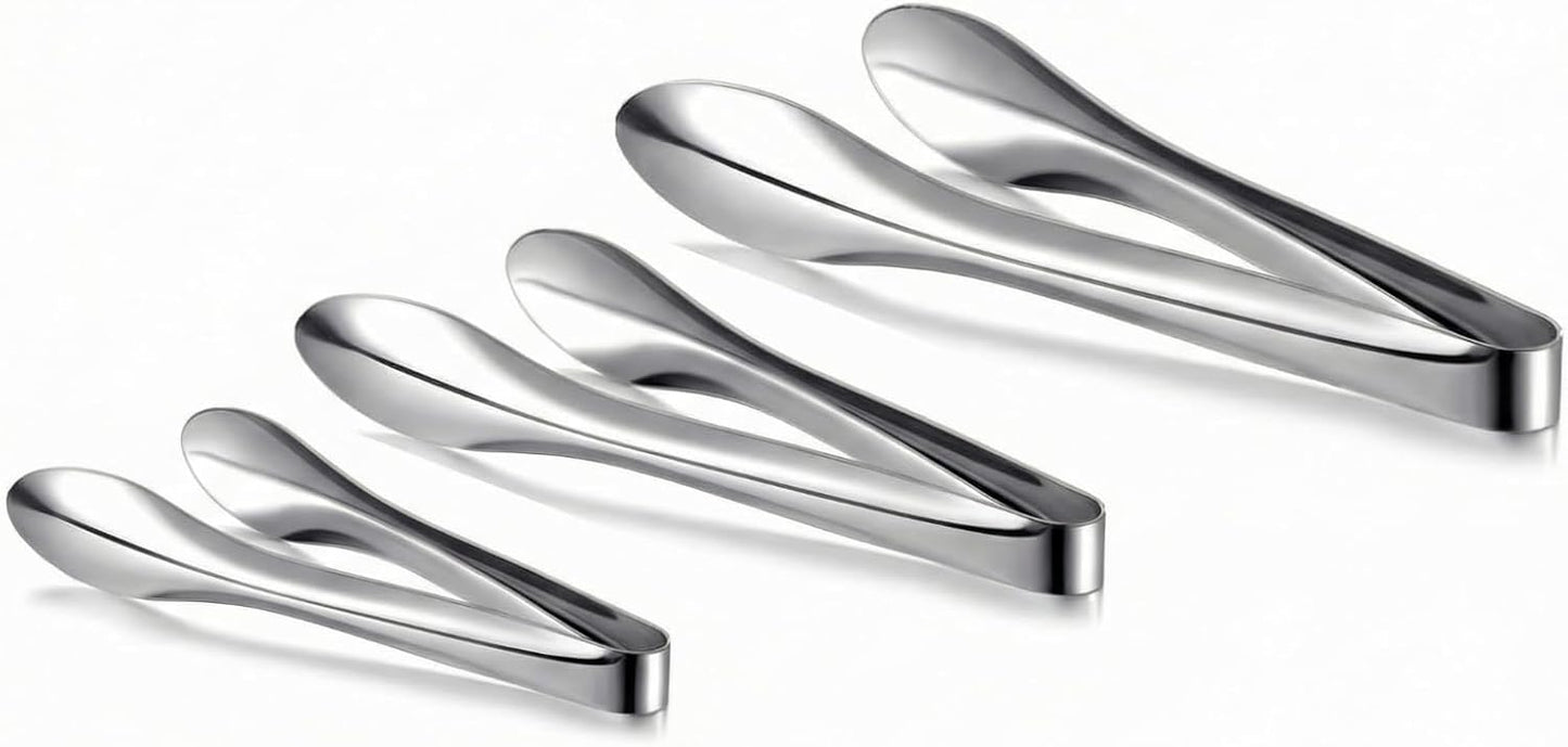 2 Pack Polished Stainless Steel Serving Tongs 9 and 12 Inch Metal Food Silver Tong for Buffet Salad BBQ Grilling Heavy Duty Kitchen Utensils for Cooking Catering Wedding Party
