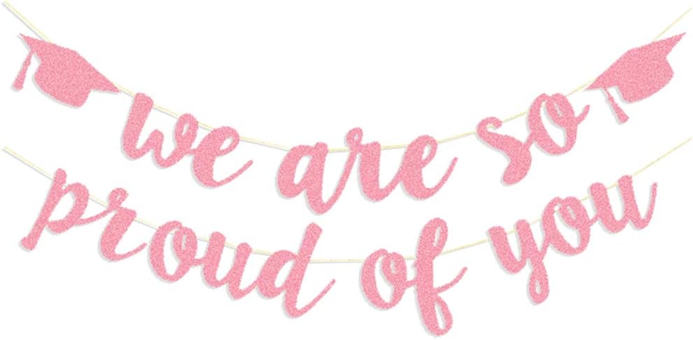 2026 Graduation Banners Party Decorations, Black Glitter We are So Proud of You Graduation Banners Garland for Congratulation Graduations Party Supplies, School, Home, Car Decorations