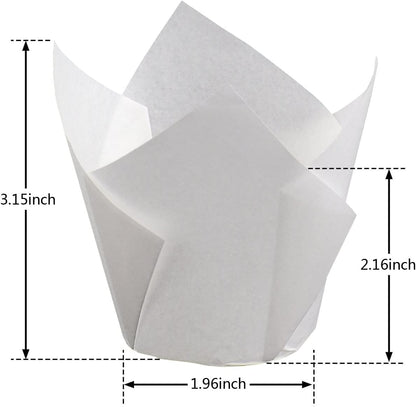200pcs Tulip Cupcake Liners, Standard Greaseproof Paper Baking Cups Muffin Liners Holders Perfect for Bridal Showers, Baby Showers, Birthday Parties, Banquets, and Catering Events (Natural)