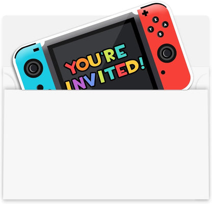 Yangmics Direct Video Gamer Birthday Party Fill In Invitations, Video Game Party Invitations, Decorations, Favors for Boys Kids, 30 Invitations + 30 Envelopes