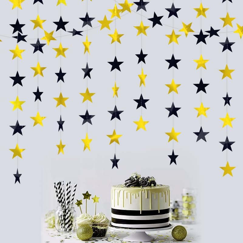 Iridescent Shining Star Hanging Garland Iridescent Hanging Sparkling Star Streamer Glitter Bunting Banner Twinkle Backdrop for Wedding Baby Shower Birthday Christmas Decorations 40 Feet