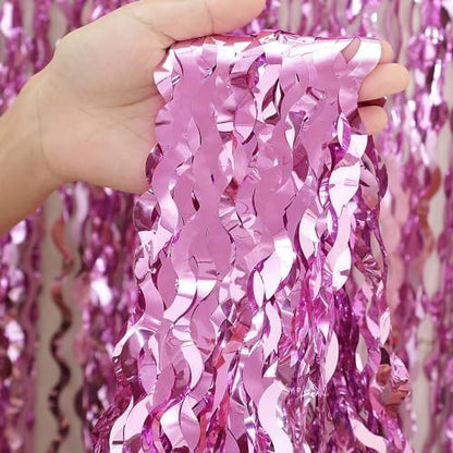 3 Pack Colorful Foil Fringe Curtain Backdrop - 6.6 x 3.3 ft Wavy Rainbow Tinsel Backdrop Curtain Metallic Streamers Iridescent Holiday Photo Booth Party Decorations