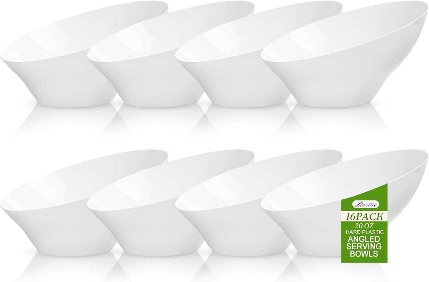 Liacere 54 OZ Clear Plastic Serving Bowls - 16PCS Angled Serving Bowls - Disposable Bowl for Candy Chip - Party Table Salad and Fruit，Can be Used Weddings and Gatherings＆ New Year