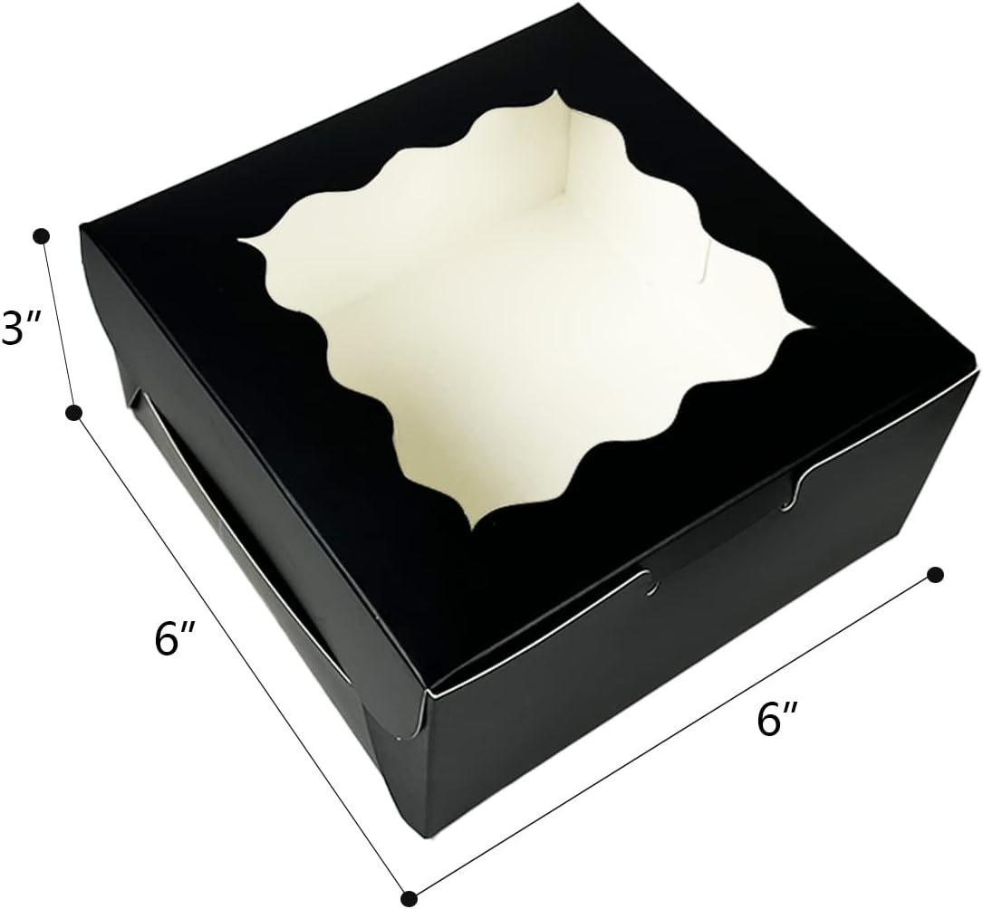Bakepacker Brown 30-Packs Bakery Boxes with Window 6x6x3 inches Thick & Sturdy Macaroon Pastry Boxes Cookie Boxes for Bakerys