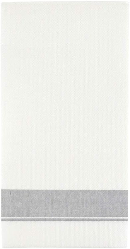 Rectangle Cloth-Like White Napkins with Gold Border, 50 Pack Fancy Paper Napkins, 22" x 22" Disposable Dinner Napkins - Decorative For Parties, Weddings, Dinners, Upscale Parties & Events