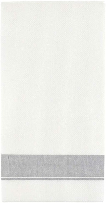 Rectangle Cloth-Like White Napkins with Gold Border, 50 Pack Fancy Paper Napkins, 22" x 22" Disposable Dinner Napkins - Decorative For Parties, Weddings, Dinners, Upscale Parties & Events