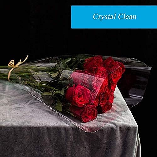 JOYIT 100 ft Clear Cellophane Wrap Roll (31.5 in x 100 ft) - 3 Mil Thicken Cellophane Roll,Cellophane Bags Large,Wrapping Paper for Flower Gift Baskets Wrap (31.5" fold into 16")