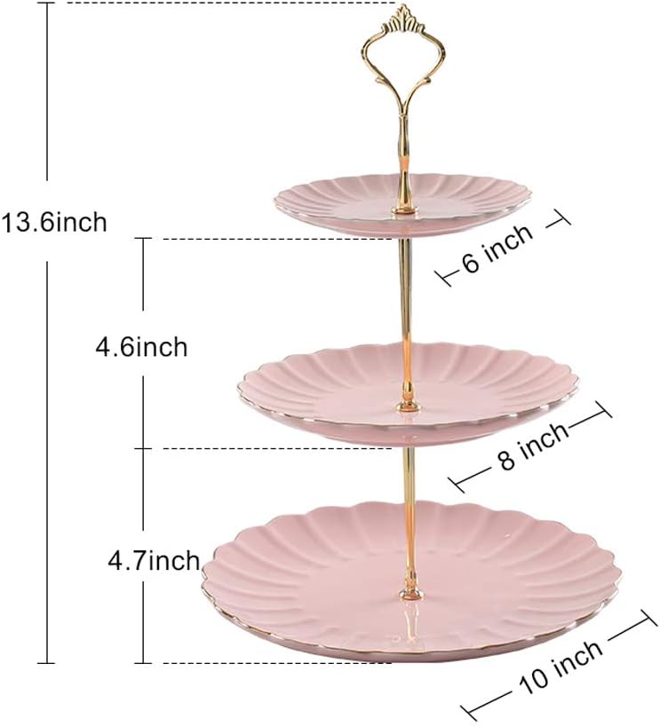 Sweejar 3 Tier Ceramic Cake Stand Wedding, Dessert Cupcake Stand for Tea Party Serving Platter (White)