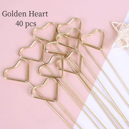 40Pcs Floral Card Holder Picks, Photo Holders for Centerpieces, Metal Floral Place Gift Card Holder for Tables, 12 Inch Suitable for DIY Holder Cake Topper, Sticks for Flower Bouquet