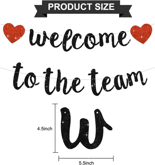 BEISHIDA Black Welcome to The Team Banner,NO DIY,Office Party Decorations for New Teacher Employee Coworker Staff Colleague Team Member