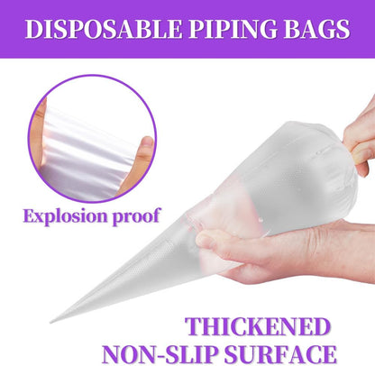 24 Inch Disposable Large Piping Bags,100 PACK Extra Large Thick Pastry Bags with 6 Bag Ties, Thickened Icing Bags,Cake Decorating Bags,Frosting Bags for Cake Decorating Cream Frosting