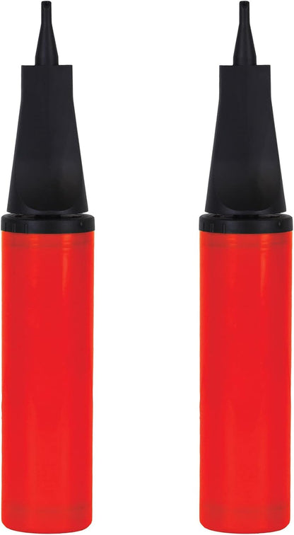 Beistle 2 Piece Plastic Portable Hand-Held Pumps for Balloons and Inflatables at Graduation, Baby Shower, Wedding, Birthday Party Supplies, 11", Red/Black