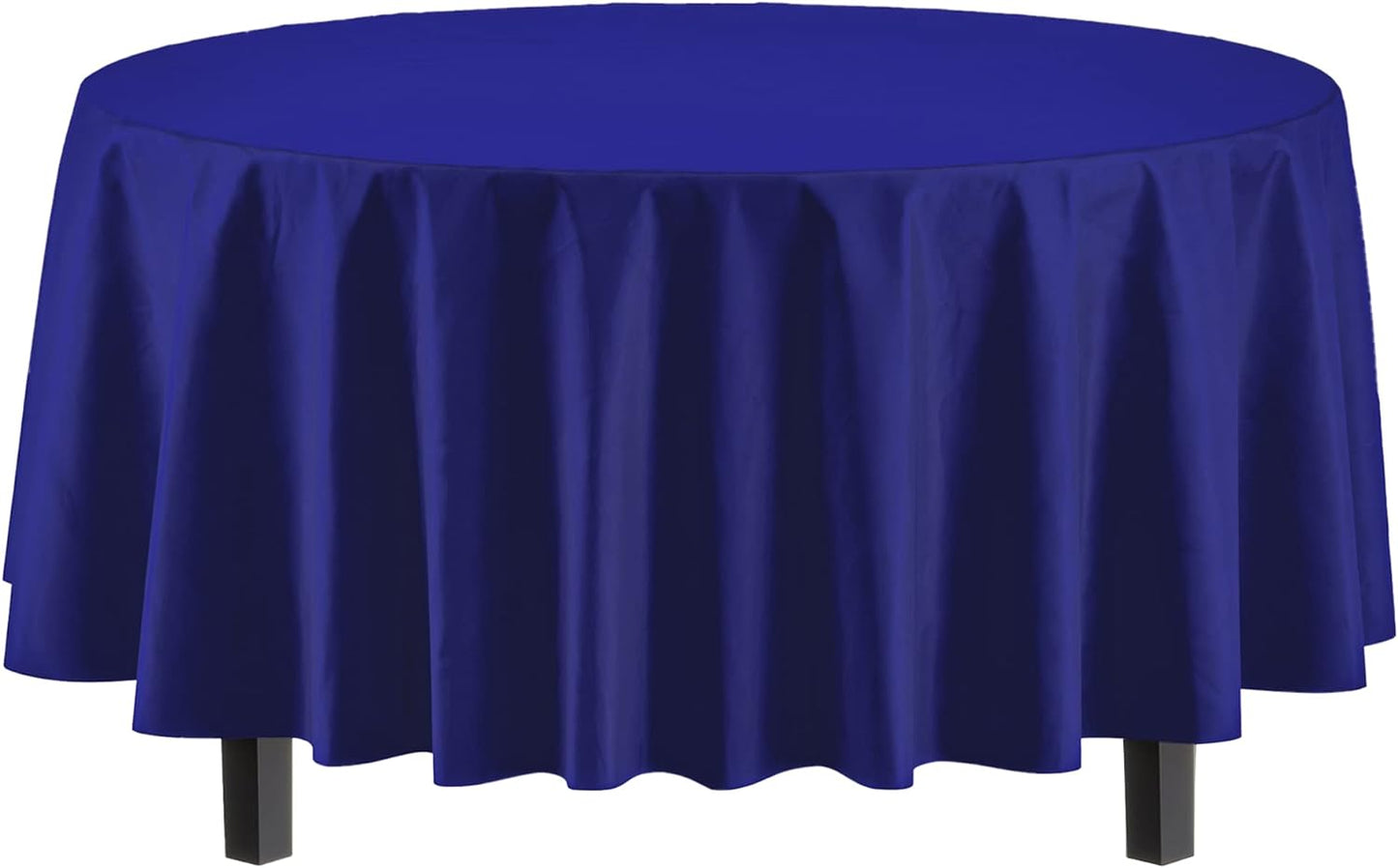 12-Pack Premium Plastic Tablecloth 54in. x 108in. Rectangle Table Cover - Dark Blue - Colors B