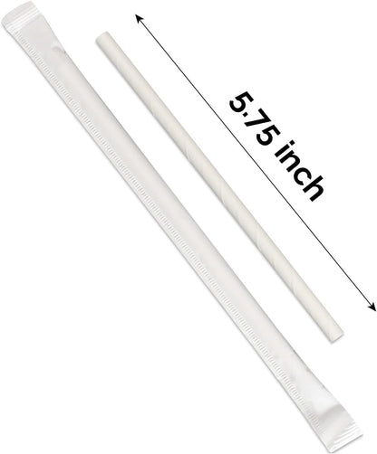 5.75 inch Orange Paper Cocktail Straws, Short Disposable Drinking Straws 500 Counts, Unwrapped - Compostable