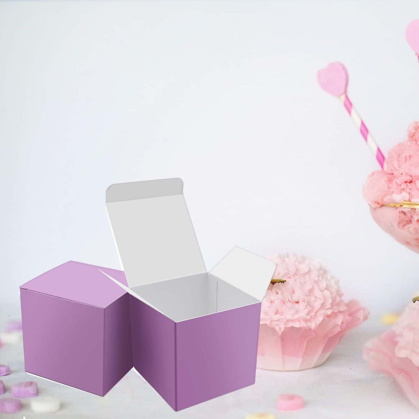 Oletx 24 Pcs Colorful Paper Gift Boxes, Small Candy Boxes Bulk, 3x3x3 inch Gift Box with Lids, Goodie Treat Boxes for Party Favors, Birthday Gifts, Wedding Gifts
