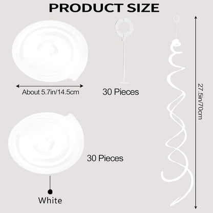 30 Pieces Hanging Swirl Party Decorations Foil Decorations Ceiling Swirl Spiral Hanging Plastic Streamer for Ceiling Birthday Graduation Wedding Celebration Baby Shower Party Supply (Black)