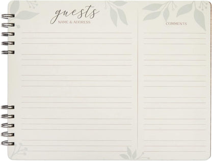 Paper Junkie Rustic Wooden Guest Book for Party - 112 Pages, 11.25 x 8.75 in Brown Wood Cover - Wedding & Baby Shower Guest Book Sign in