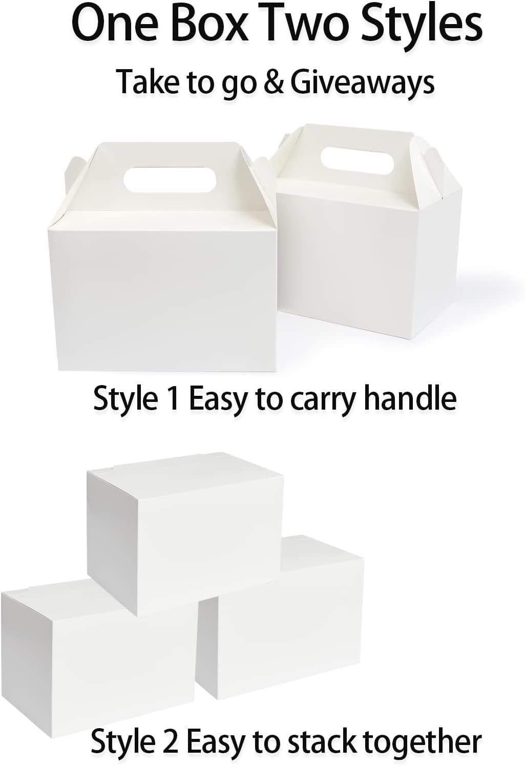 Happyhiram 30 CT Large Welcome Boxes with Handles White, 9x6x6 Gable Gift Easter Boxes Cardboard Paper Party Favor Boxes Barn Style Carry Out Box Recyclable Paper Gift Packaging Boxes for Food Box Lunch Cookies Donuts Baby Shower Bridal Shower Wedding