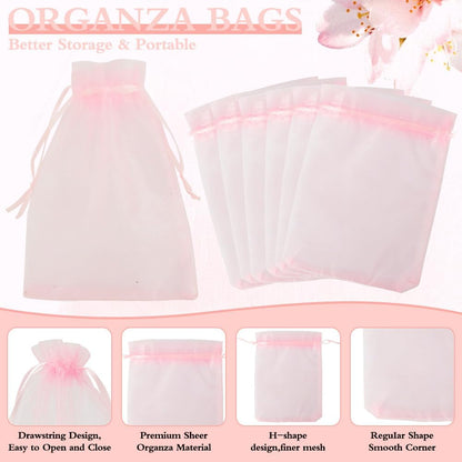 Organza Bags, Organza Bags 5 x 7 Inch, 50 Pcs White Sheer Party Favor Mesh Bag with Drawstring, Small Jewelry Gift Candy Bag for Wedding Christmas Birthday Halloween Graduation Party Favors Supplies