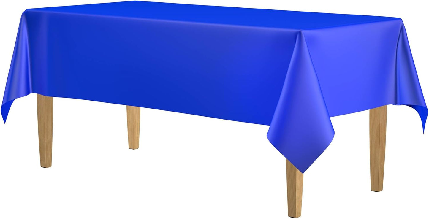 14 Pack Black 54 x 108 in. Rectangle Disposable Plastic Tablecloths - Smooth Decorative Covers for Parties, Weddings