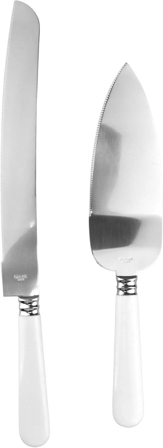 Homeford Cake Knife and Server Set (White)