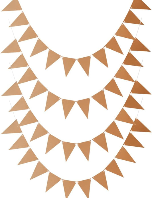 48 Pcs DIY Pennant Banners - Make Your Own Banner Kraft Card Blanks for Decorating Triangle DIY Banner Flags - Blank Flag Brown Paper Bunting for Birthday, Weddings, Christmas, Classroom,Easter