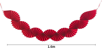 Paper Fan Garland - Paper Fan Garland Party Decorations - Perfect for Birthday Parties, Holiday Decorations, Family Gatherings, Weddings and More (Red)