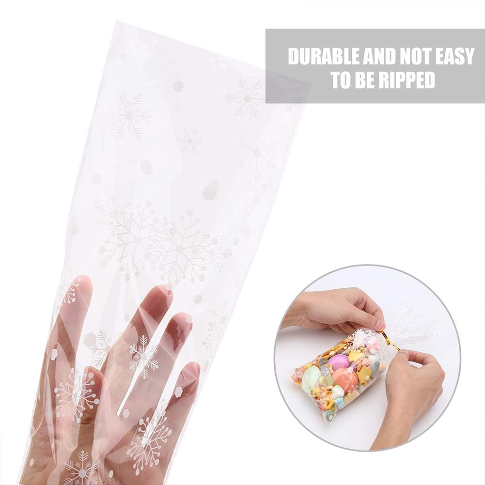 CCINEE 150 Pcs Cellophane Treat Bags, 5 X 11 Inches Gold Star Print Clear Gift Wrap Candy Bags Goodie Bags with Twist Ties for Wedding, Birthday Party Favors, Bakery, and Gift Packaging