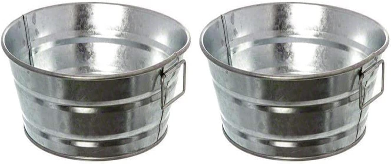 American Metalcraft MTUB63 Natural Galvanized Tub with Side Handle - 27 oz, 6-Inch