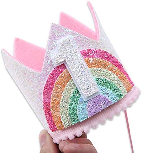 Birthday Rainbow Girl Crown, Birthday Hat for Event Party Supplies,Photo Props